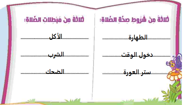 ثلاثة من شروط صحة الصلاة - ثلاثة من مبطلات الصلاة